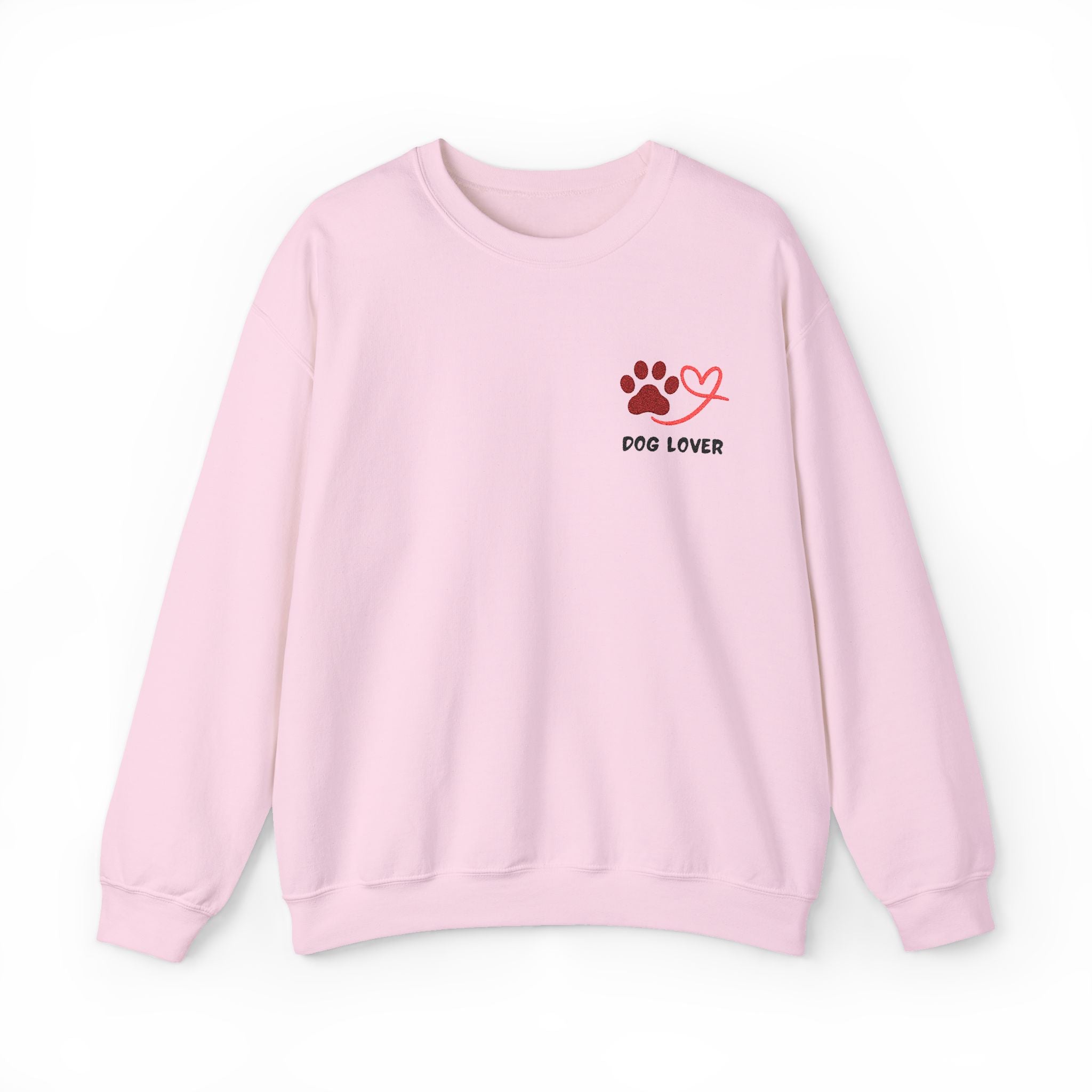 Pet Lover Crewneck Sweatshirt — Red Paw & Heart "Dog Mom" Design