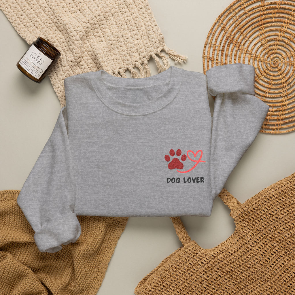 Pet Lover Crewneck Sweatshirt — Red Paw & Heart "Dog Mom" Design