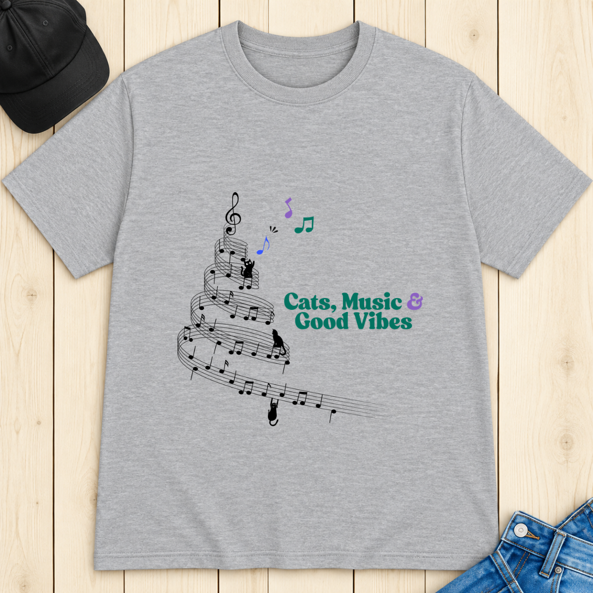 Cats, Music & Good Vibes T-Shirt