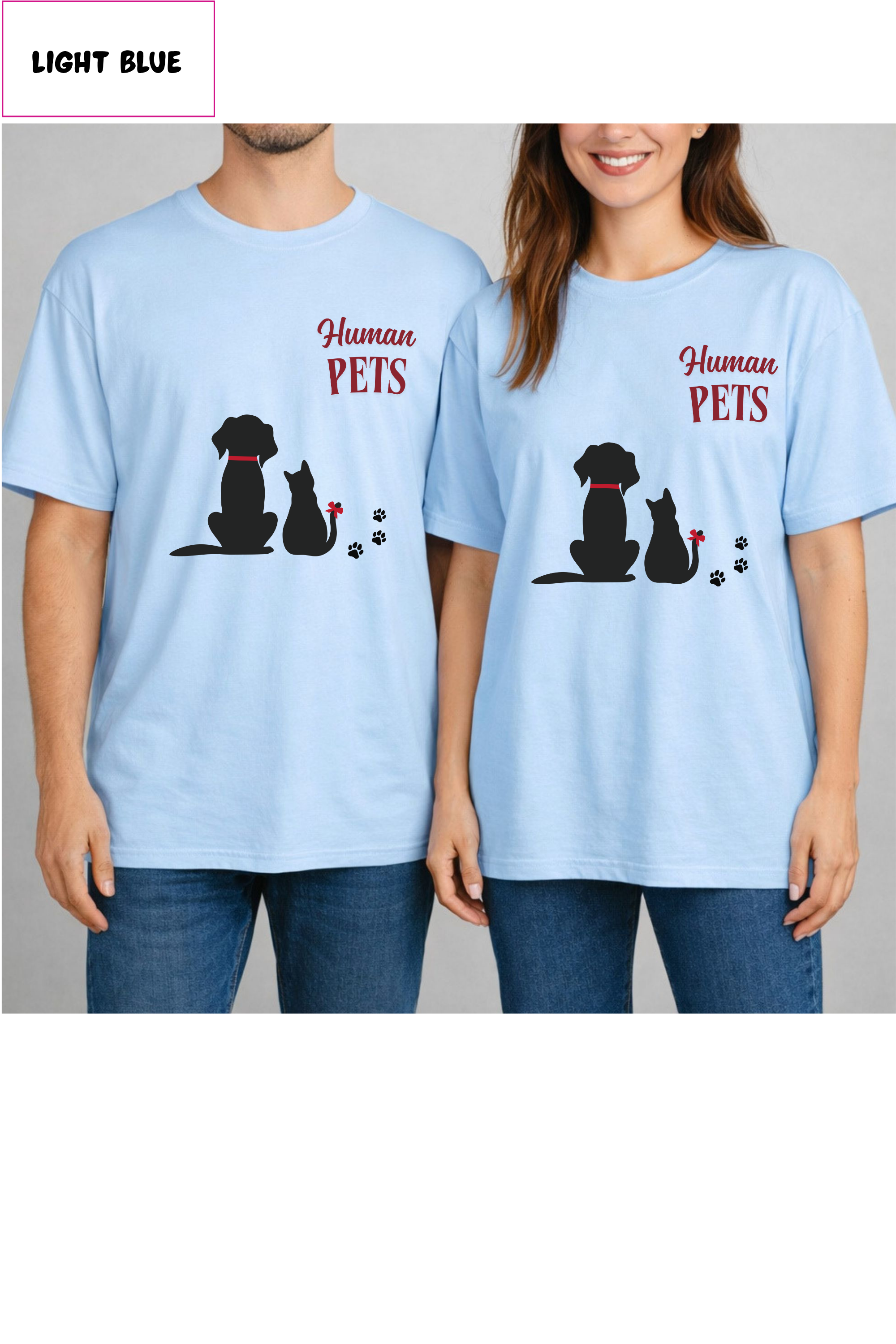 Pet Lover T‑Shirt - "Human Pets" Dog & Cat Silhouette Tee