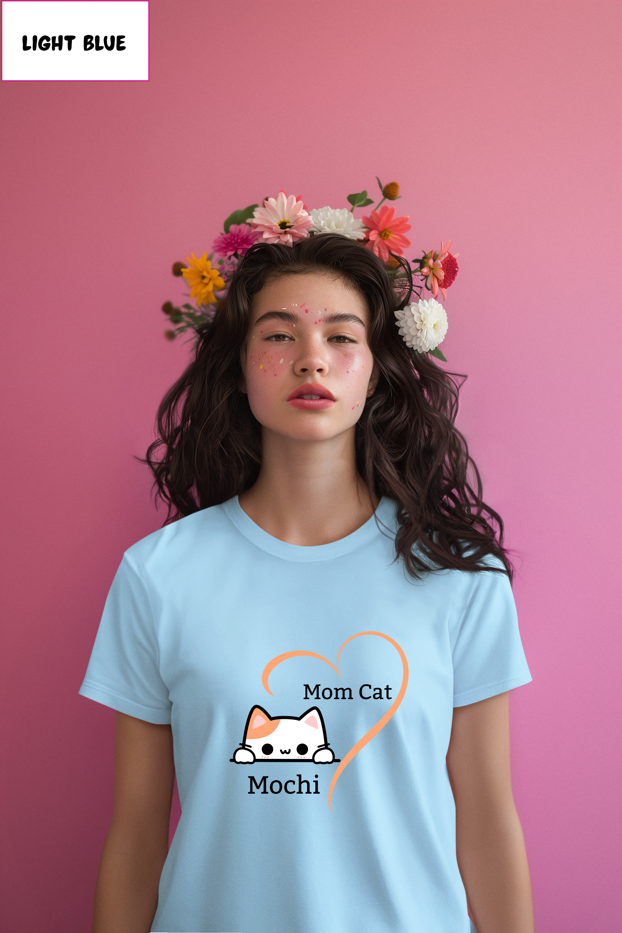 Mom Cat Personalized T-Shirt – Cute Cat Heart Tee with Name  customizable