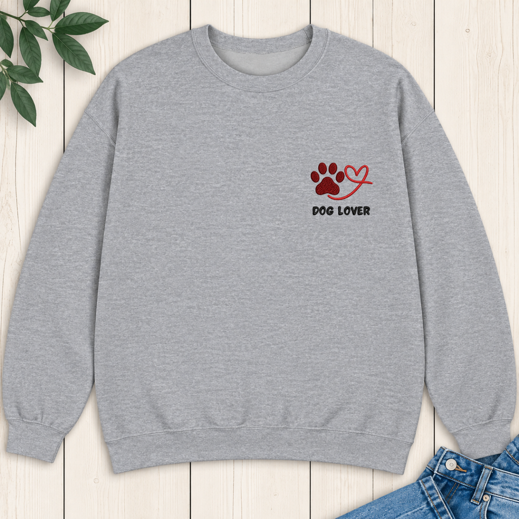 Dog Lover Paw Embroidered Sweatshirt