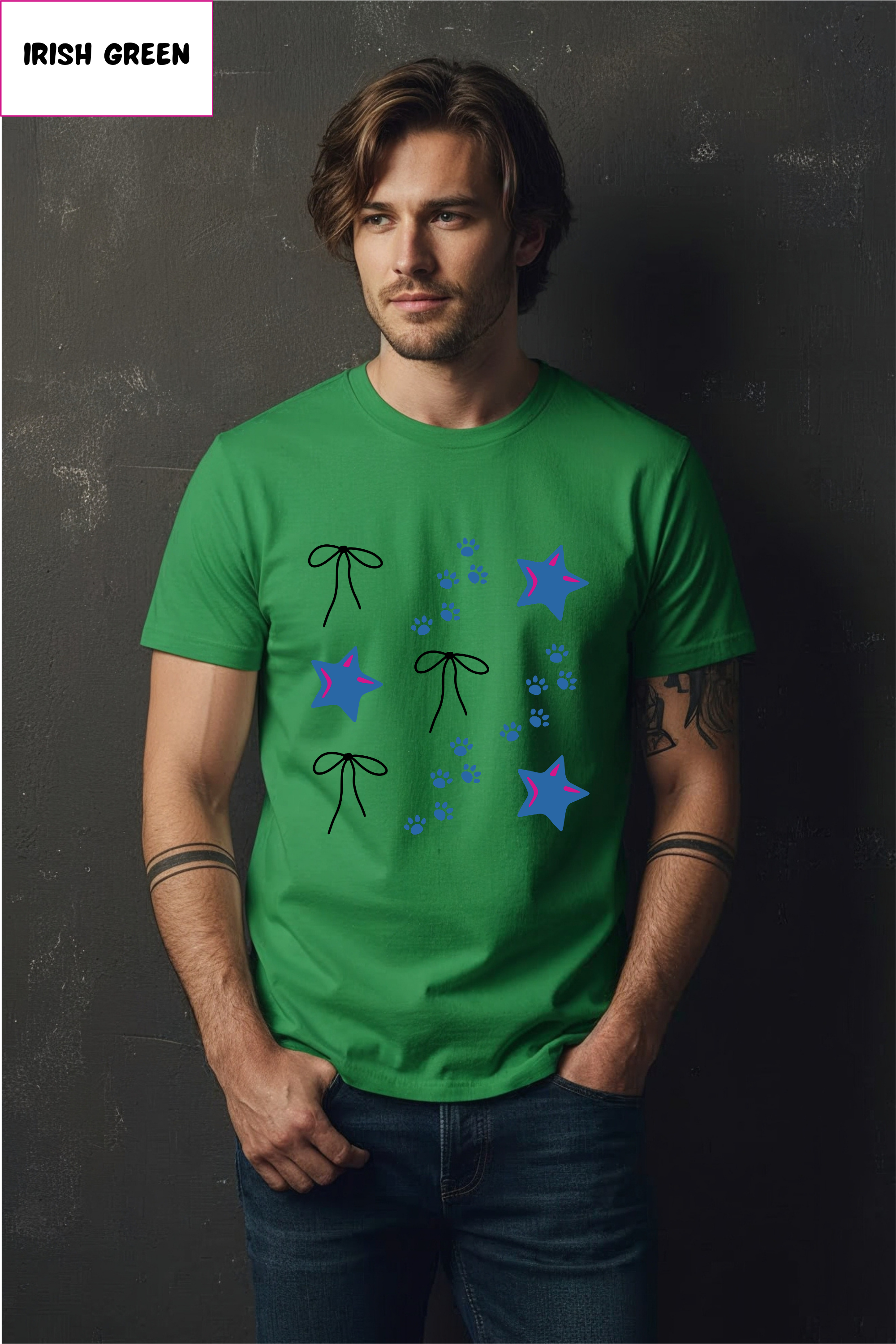 Bow & Sparkles Tee — Cute Starry Ribbon Graphic T-Shirt