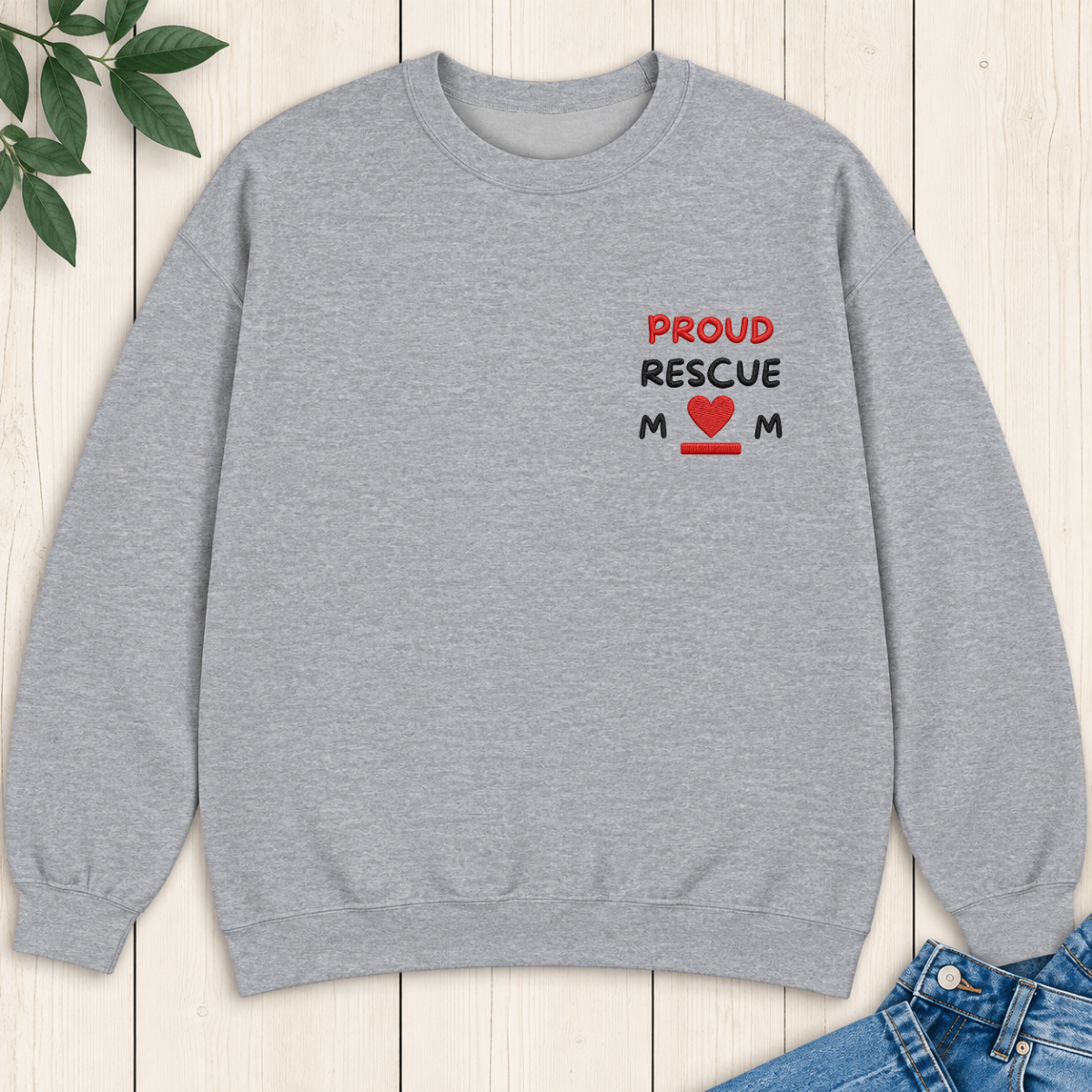 Proud Rescue Mom Embroidered Sweatshirt