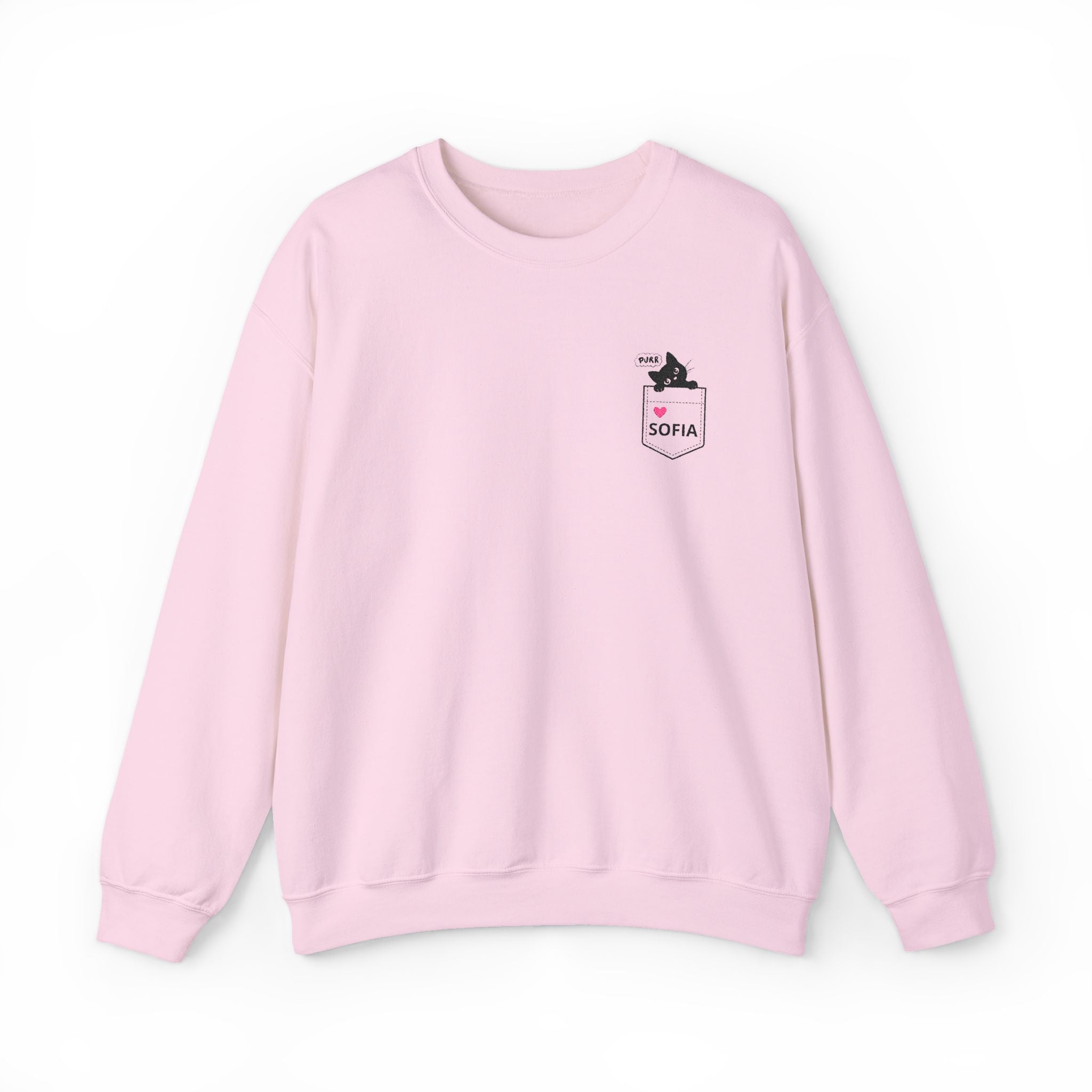 Pocket Cat Crewneck Sweatshirt — Personalized 'Sofia' Pocket Design
