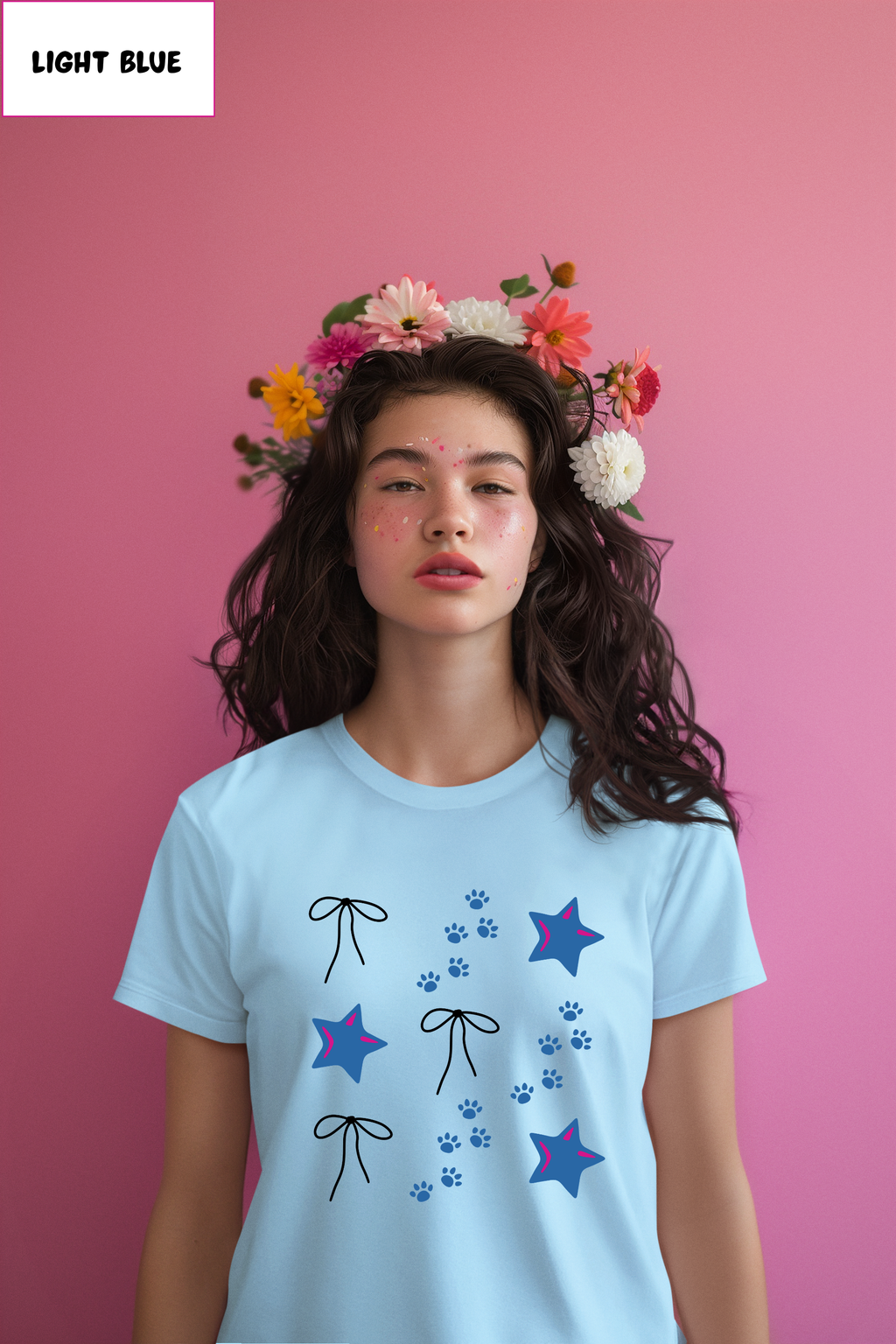 Bow & Sparkles Tee — Cute Starry Ribbon Graphic T-Shirt