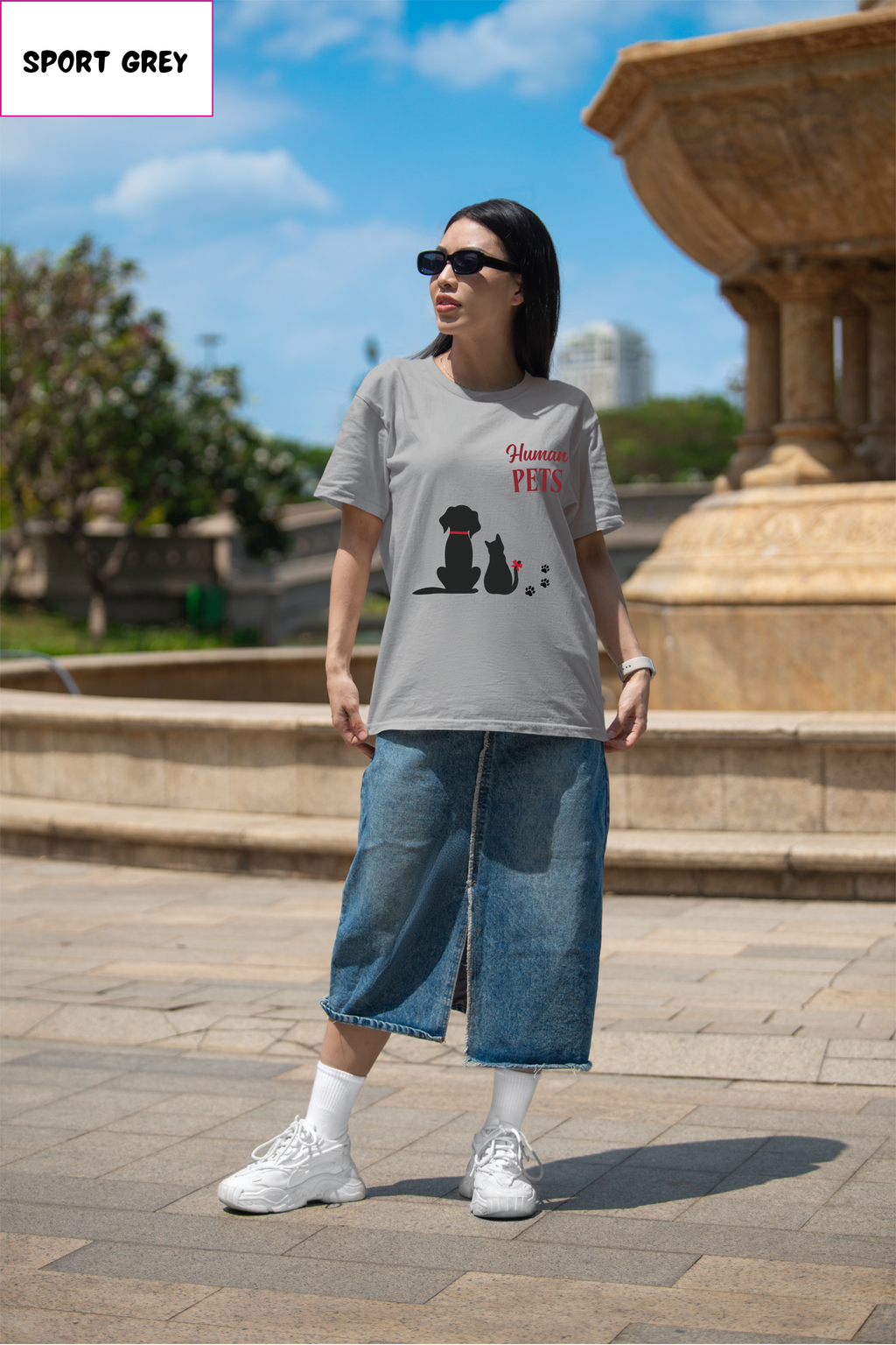 Pet Lover T‑Shirt - "Human Pets" Dog & Cat Silhouette Tee