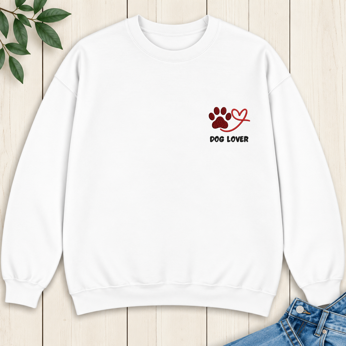 Dog Lover Paw Embroidered Sweatshirt
