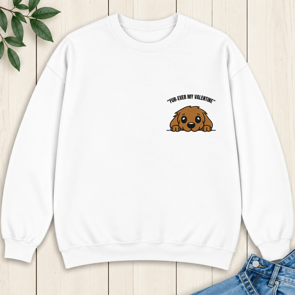 Peeking Dog Embroidered Sweatshirt