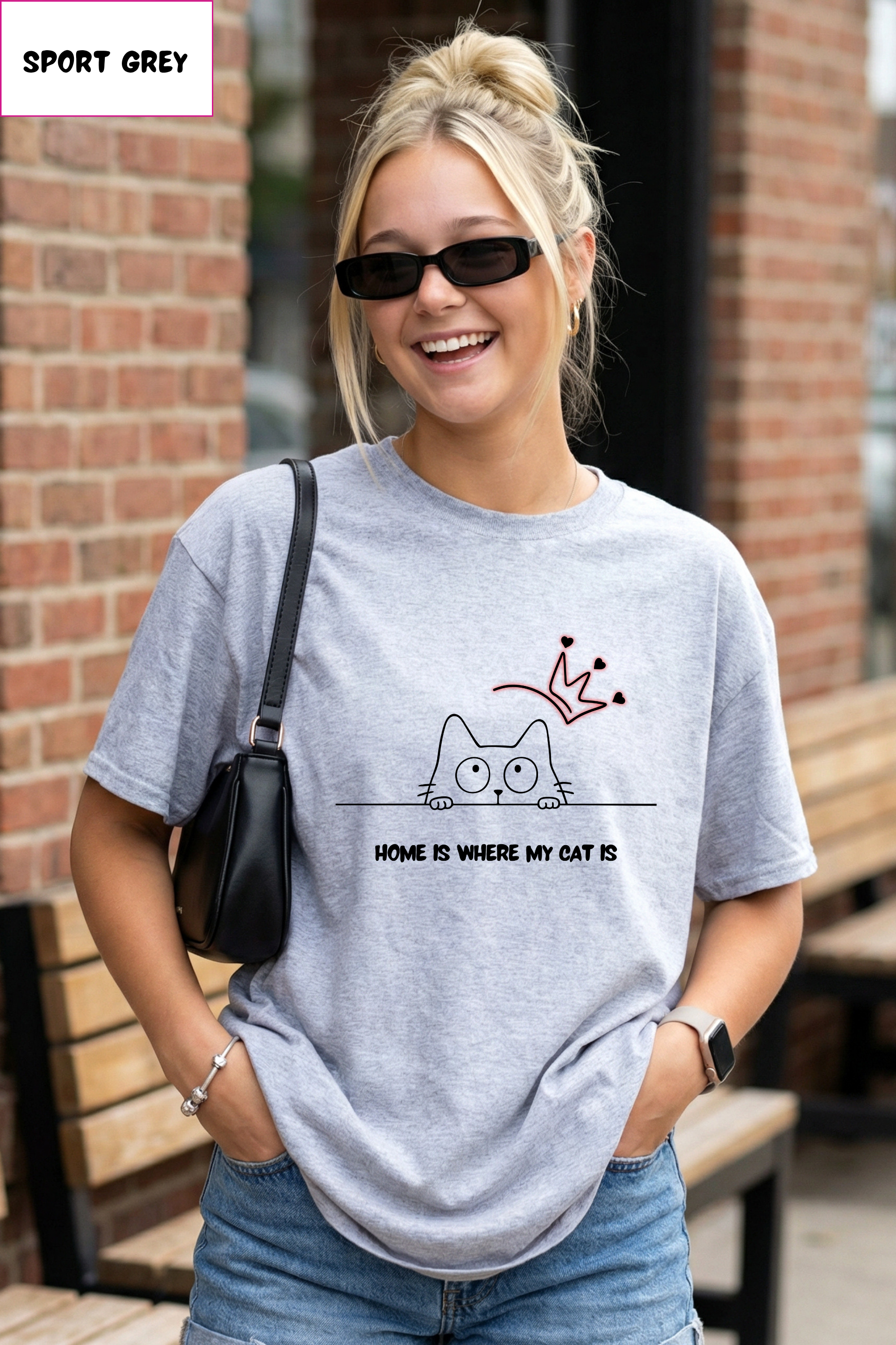 Cat Lover T-Shirt – "Home Is Where My Cat Is" Cute Minimalist Tee