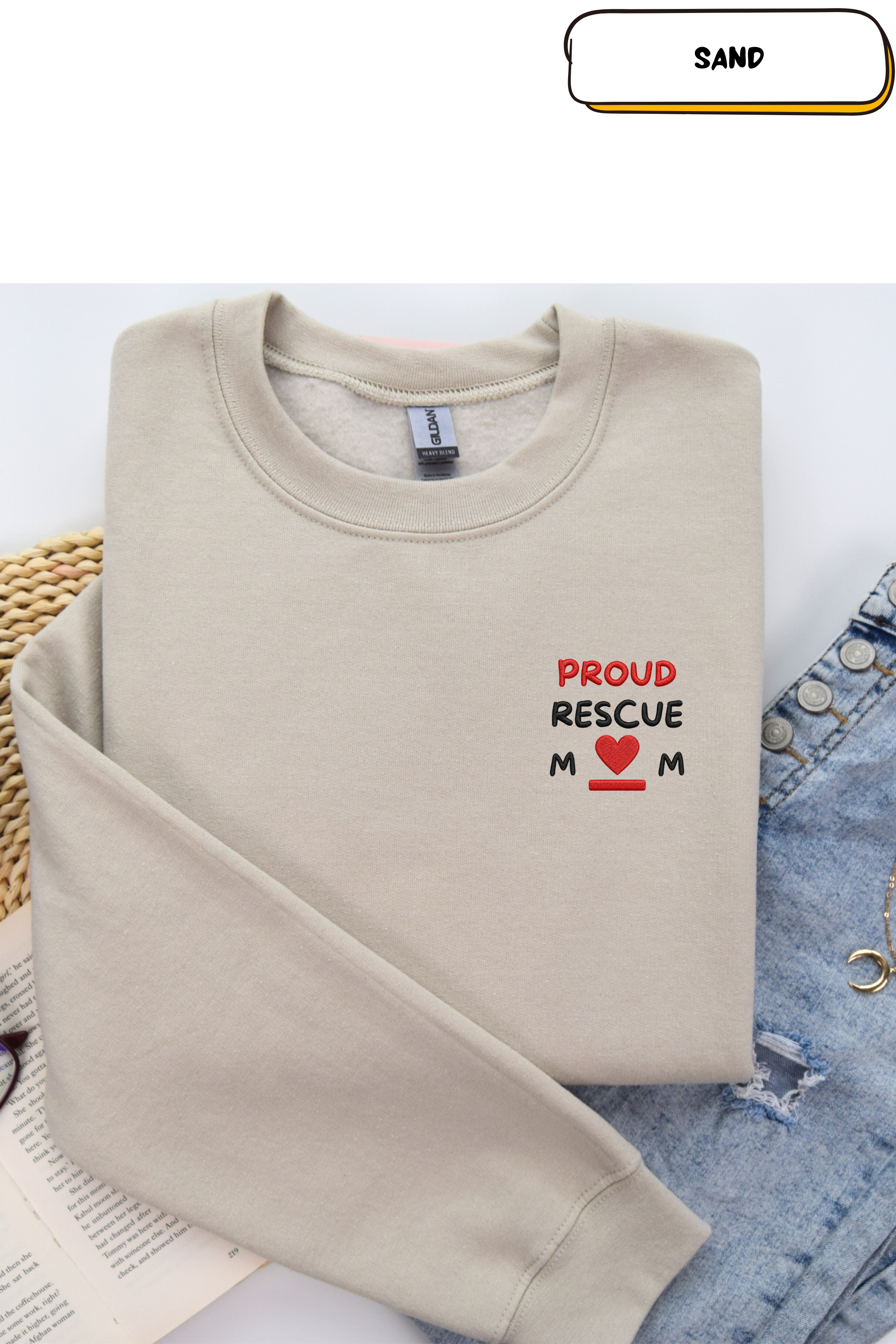 Crewneck Sweatshirt — 'About Right Now' Pocket Heart Design