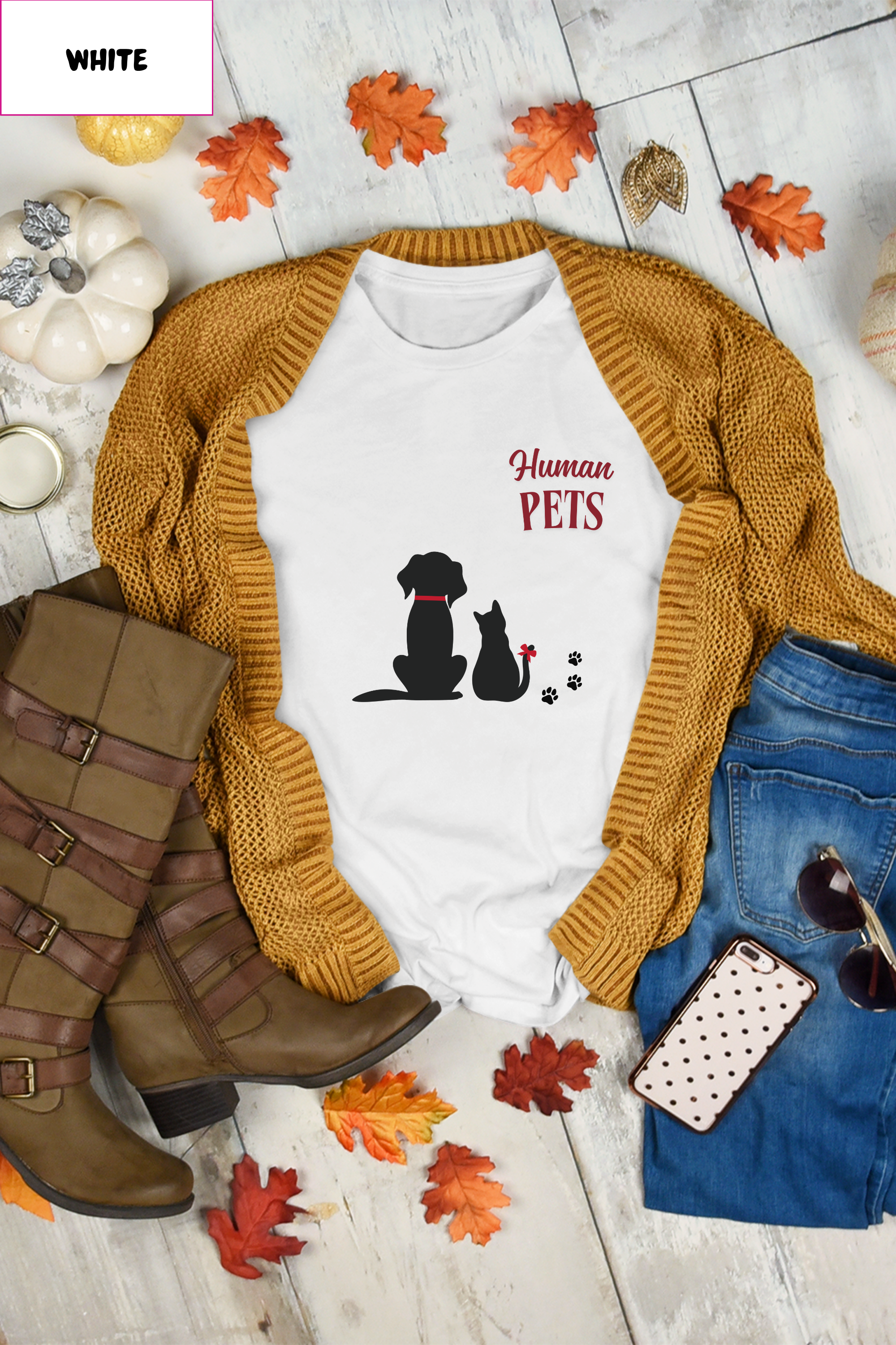 Pet Lover T‑Shirt - "Human Pets" Dog & Cat Silhouette Tee