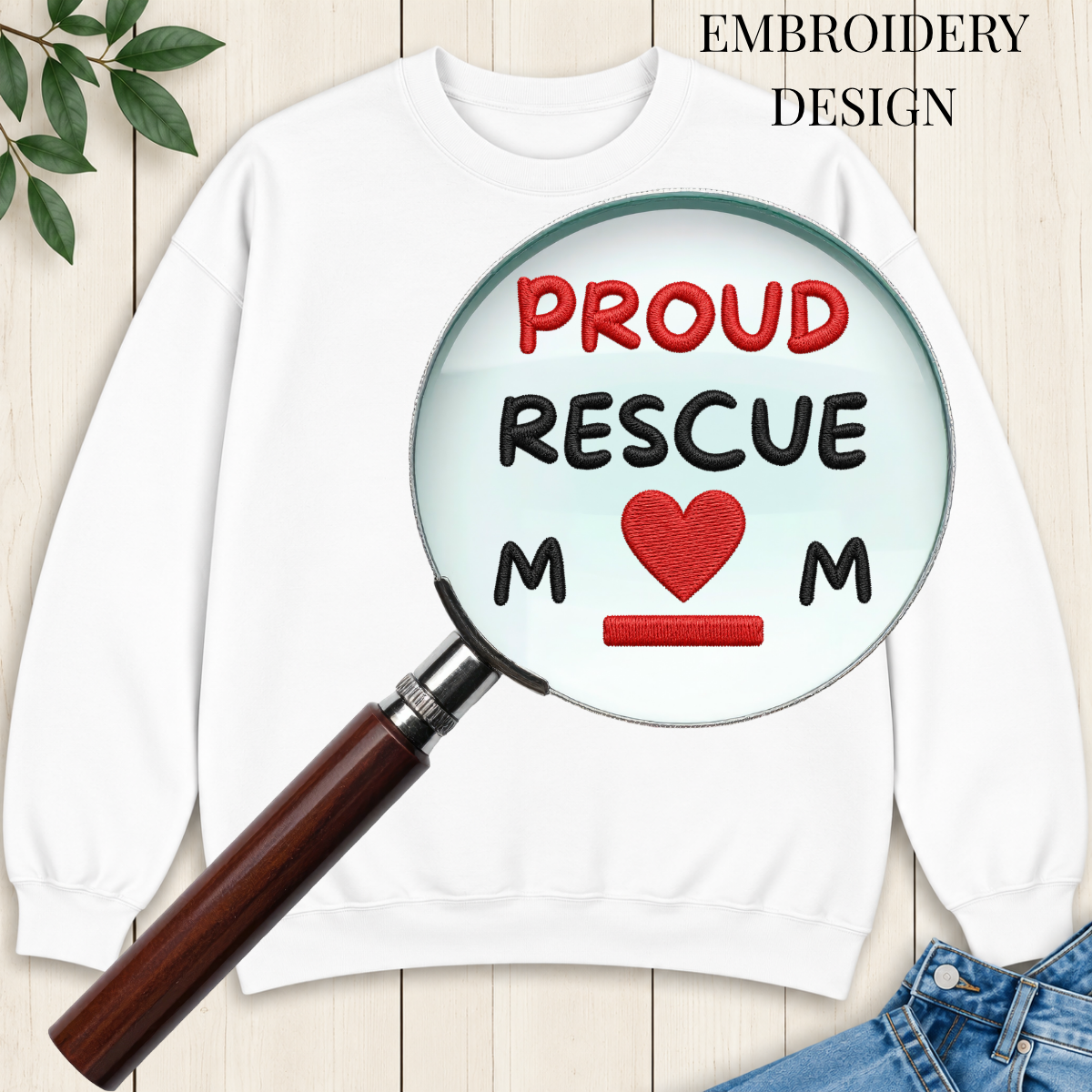 Proud Rescue Mom Embroidered Sweatshirt