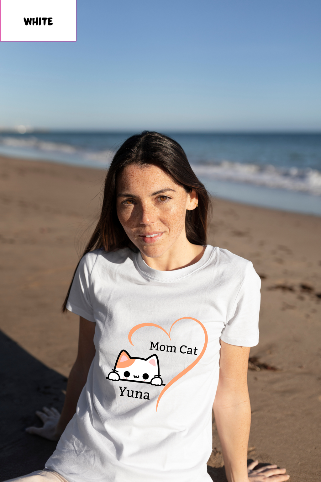 Mom Cat Personalized T-Shirt – Cute Cat Heart Tee with Name  customizable