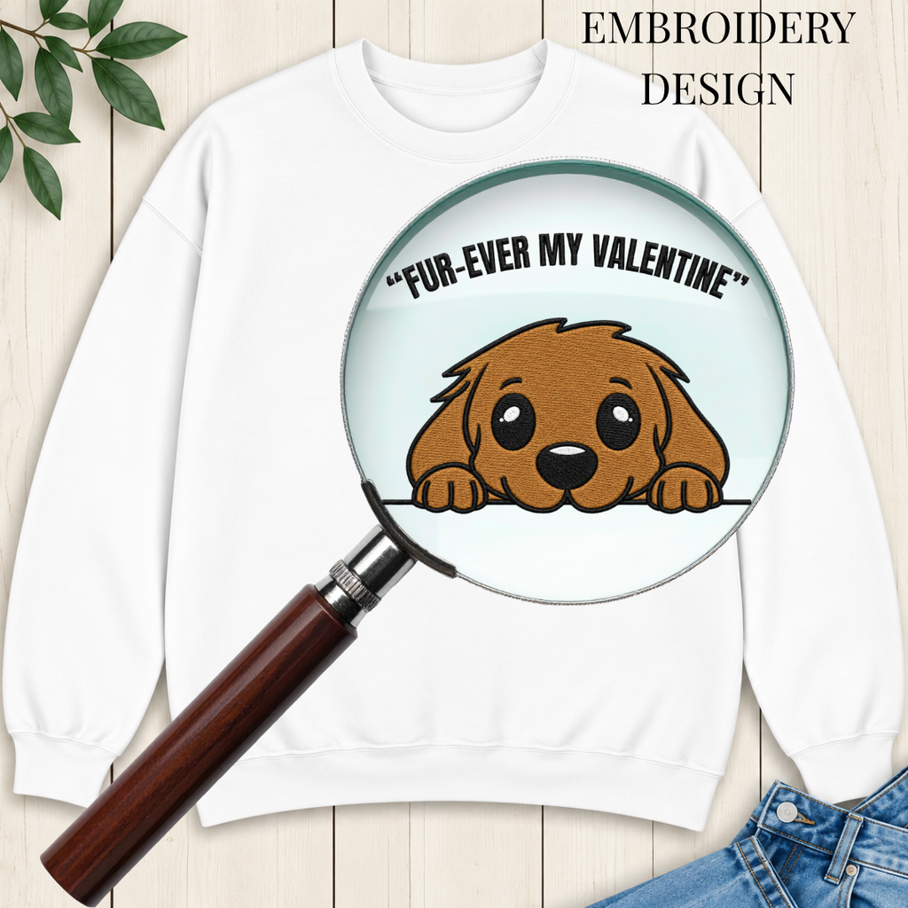 Peeking Dog Embroidered Sweatshirt
