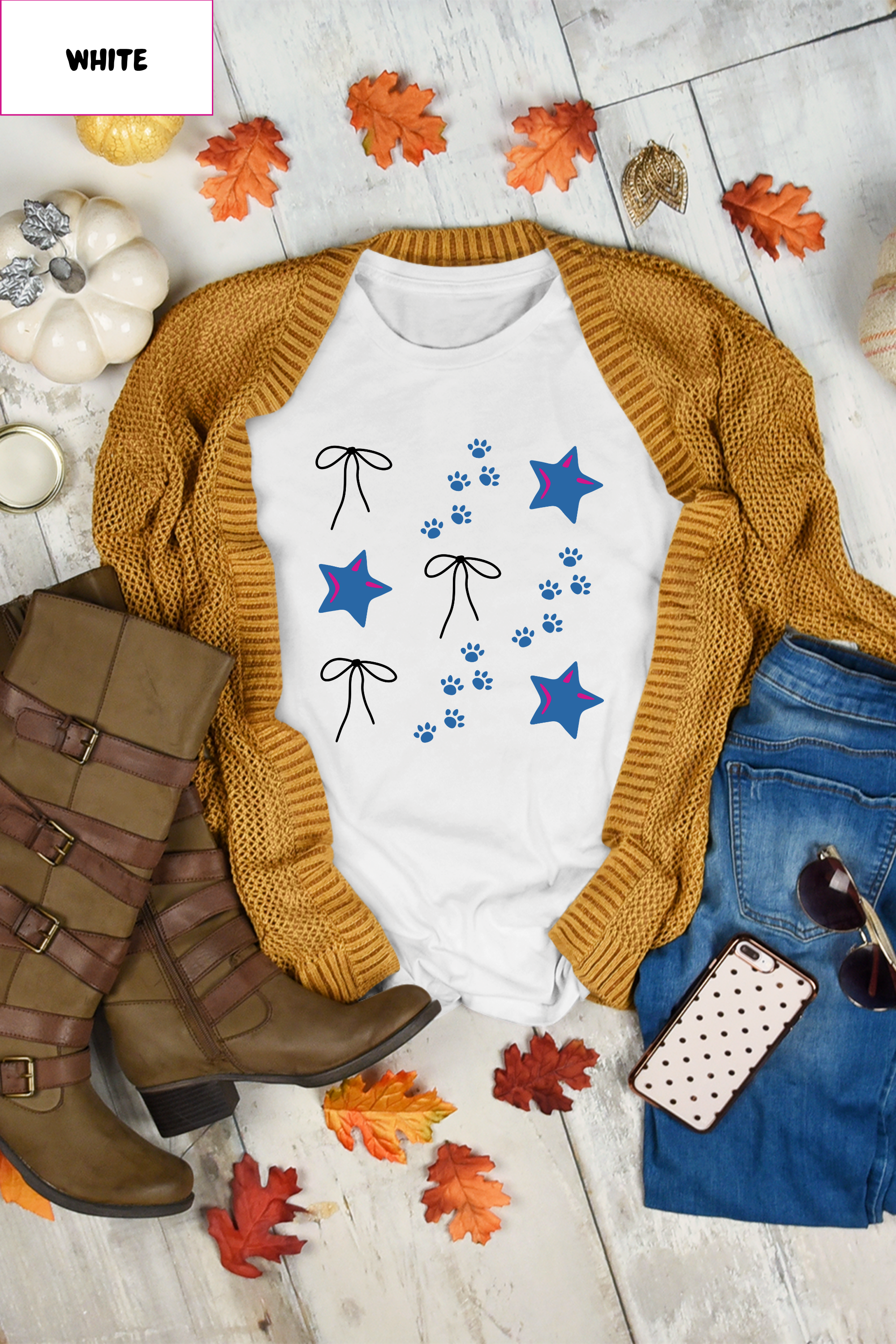 Bow & Sparkles Tee — Cute Starry Ribbon Graphic T-Shirt