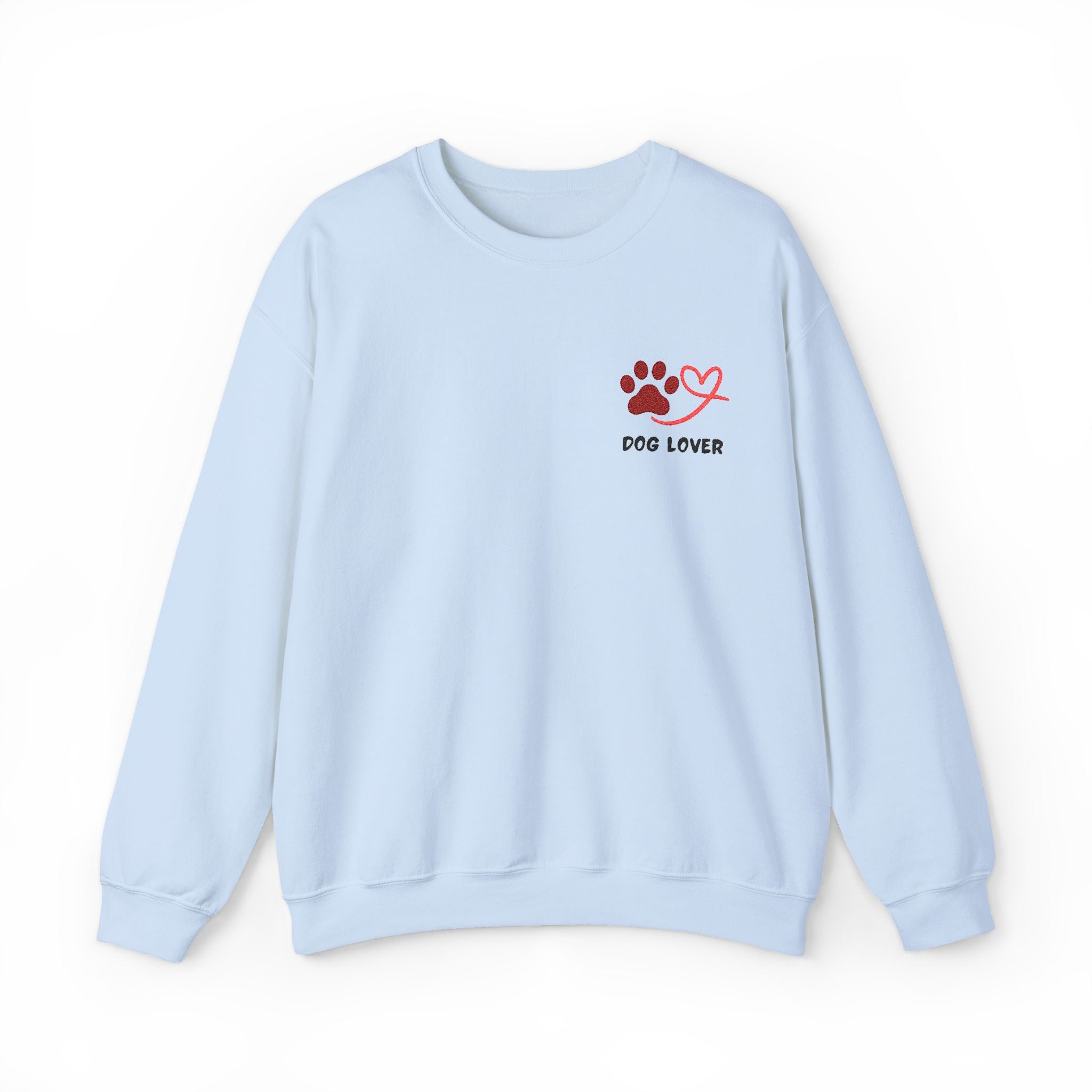 Pet Lover Crewneck Sweatshirt — Red Paw & Heart "Dog Mom" Design