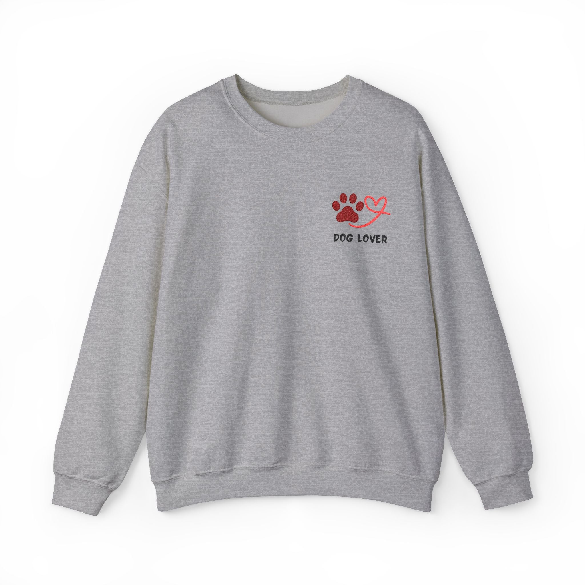 Pet Lover Crewneck Sweatshirt — Red Paw & Heart "Dog Mom" Design