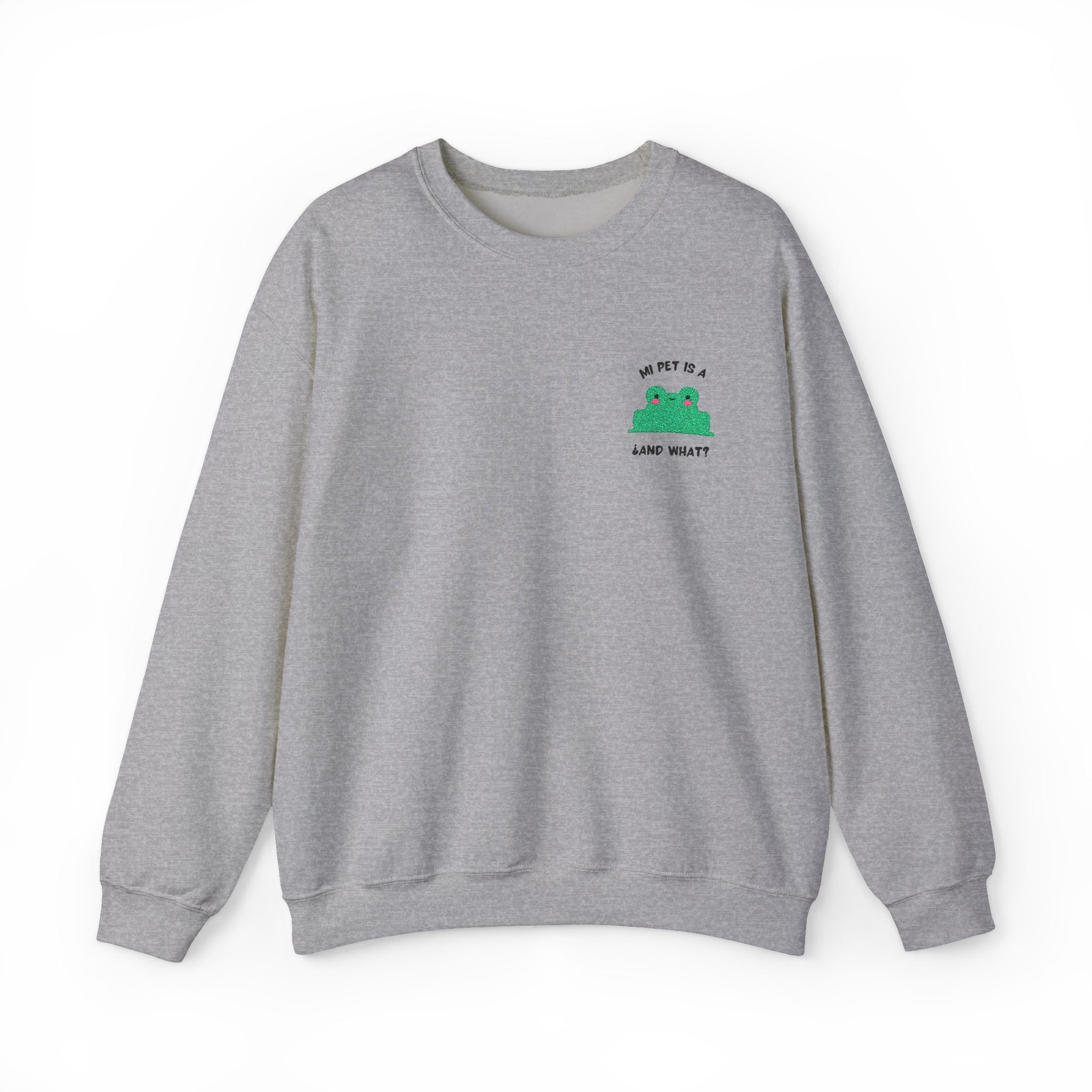 Crewneck Sweatshirt — Cute Green Frog “Ribbit” Pocket Graphic