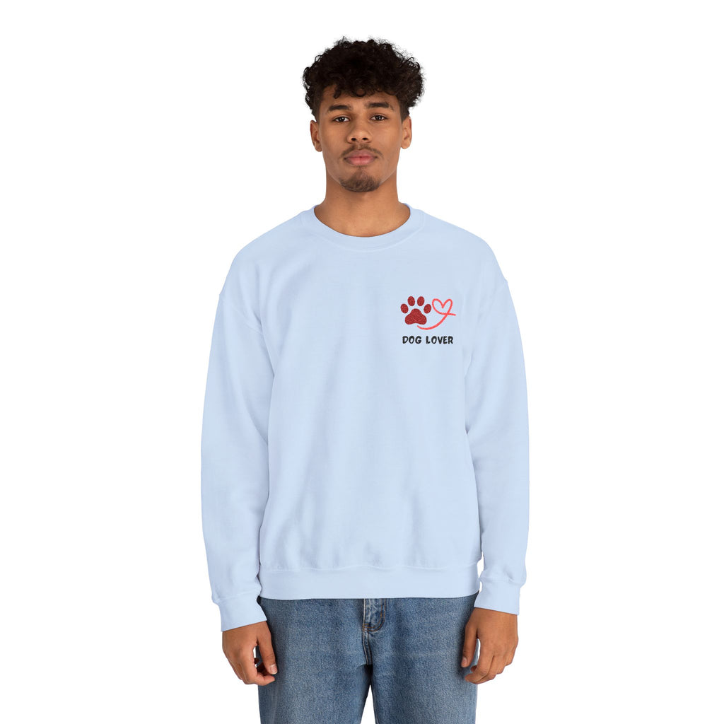 Pet Lover Crewneck Sweatshirt — Red Paw & Heart "Dog Mom" Design