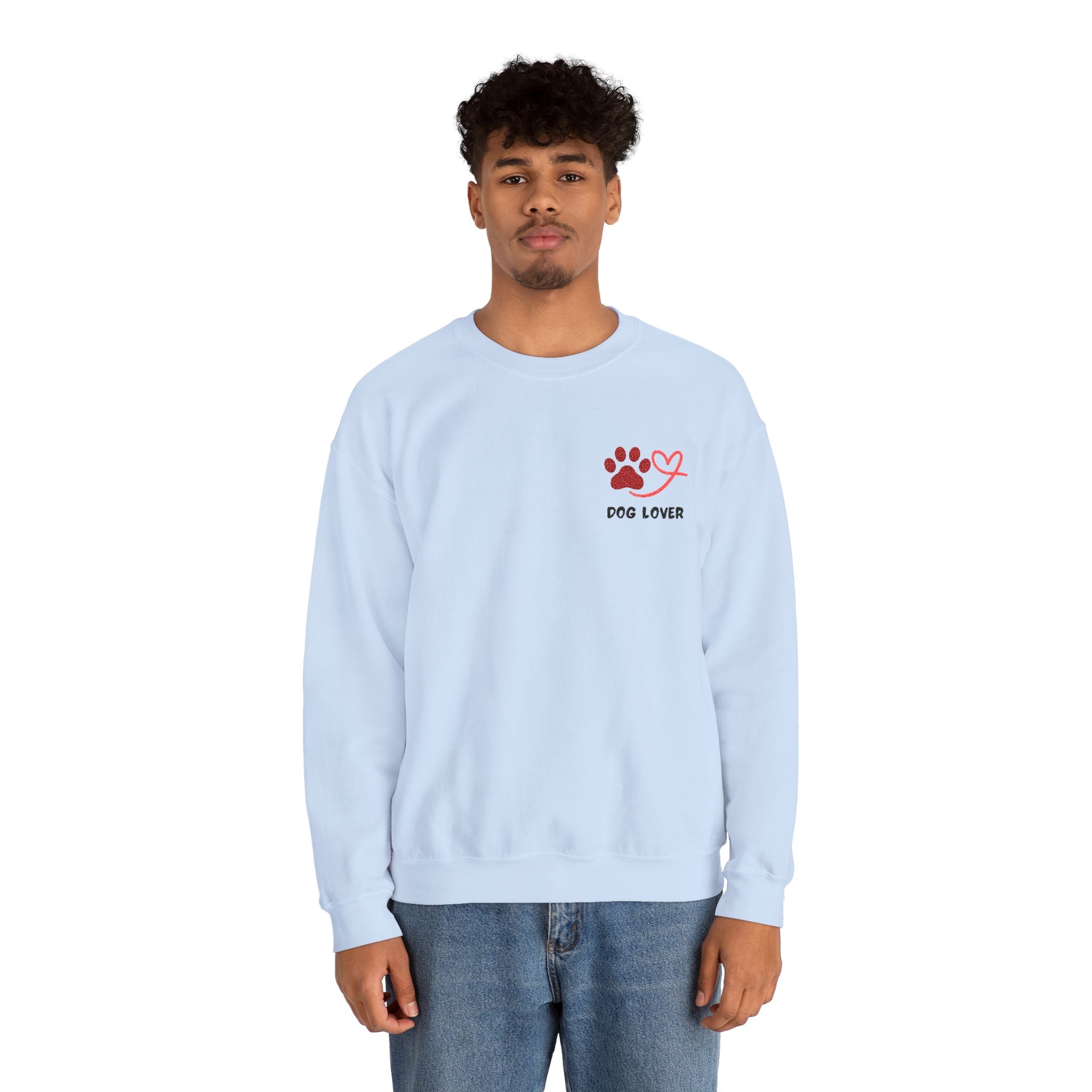 Pet Lover Crewneck Sweatshirt — Red Paw & Heart "Dog Mom" Design