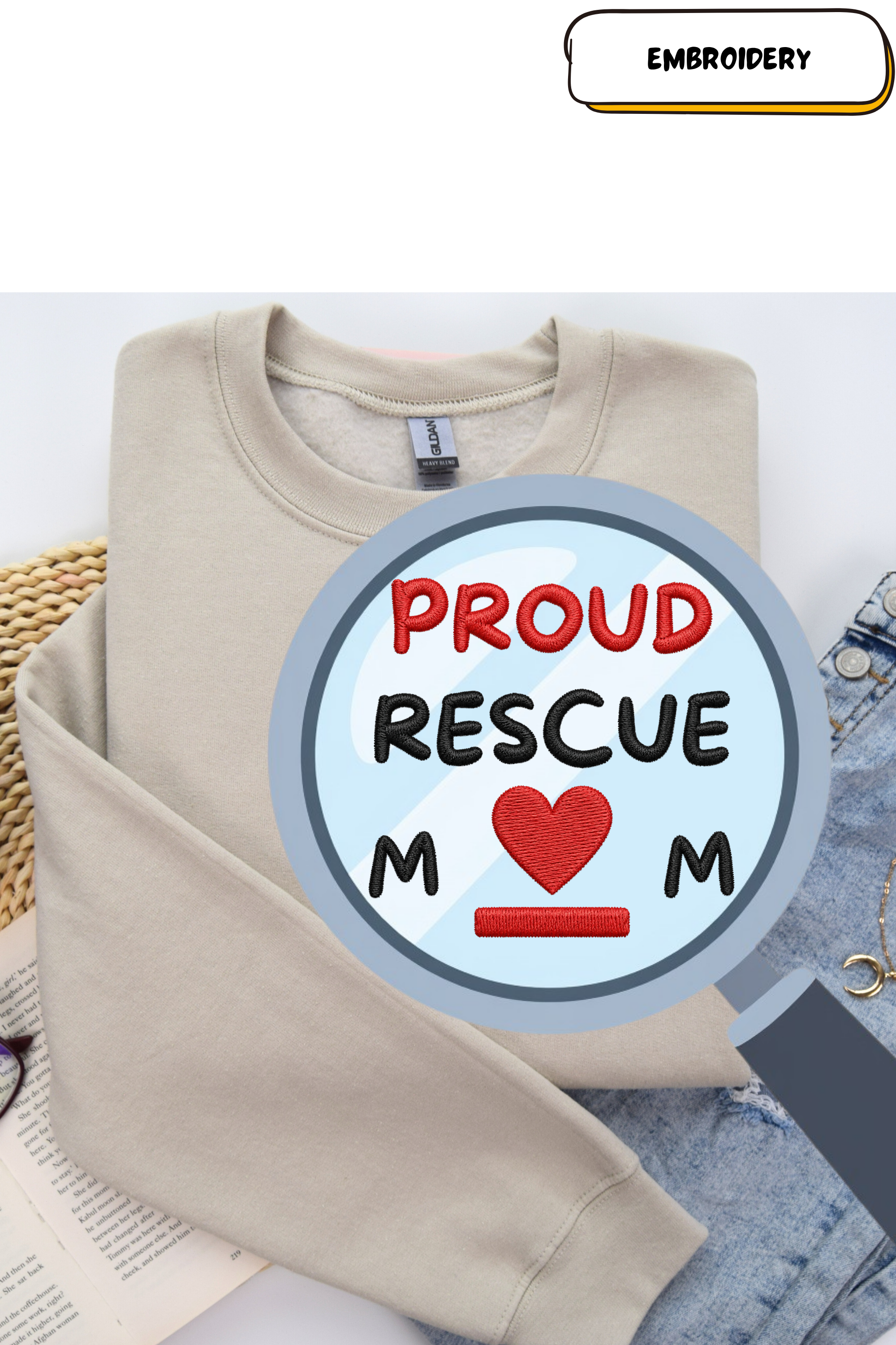Crewneck Sweatshirt — 'About Right Now' Pocket Heart Design