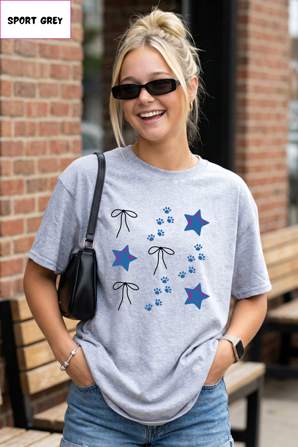 Bow & Sparkles Tee — Cute Starry Ribbon Graphic T-Shirt