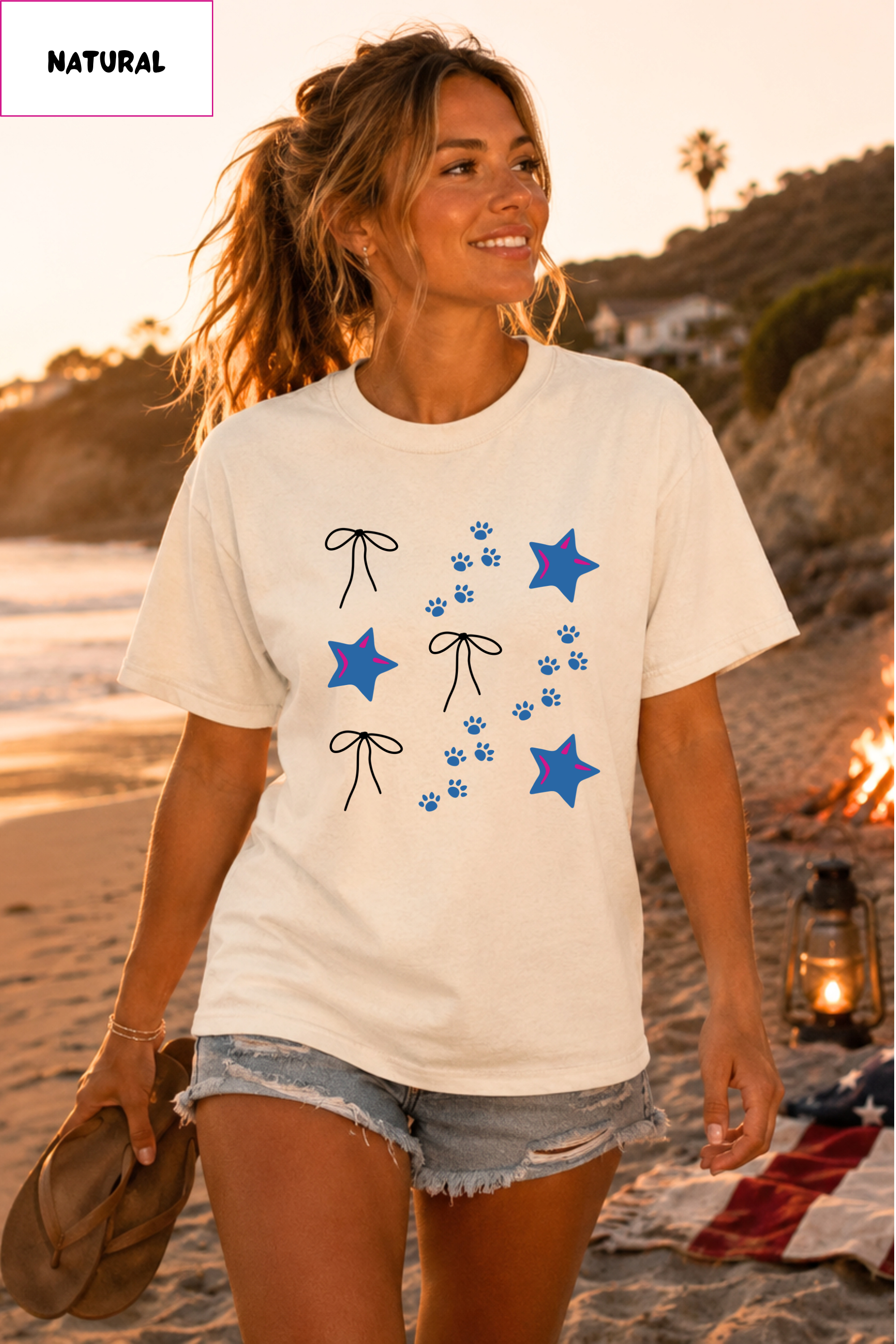 Bow & Sparkles Tee — Cute Starry Ribbon Graphic T-Shirt